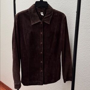 Brown Suede Button-Up Jacket